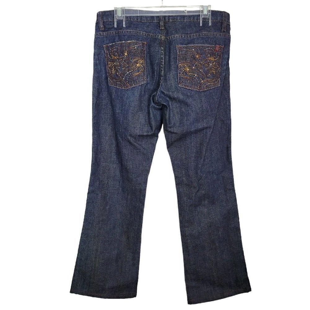 Vintage Buffalo David Bitton Sz 30 Poem Jeans Low Rise Wide Leg Dark Dingy Wash